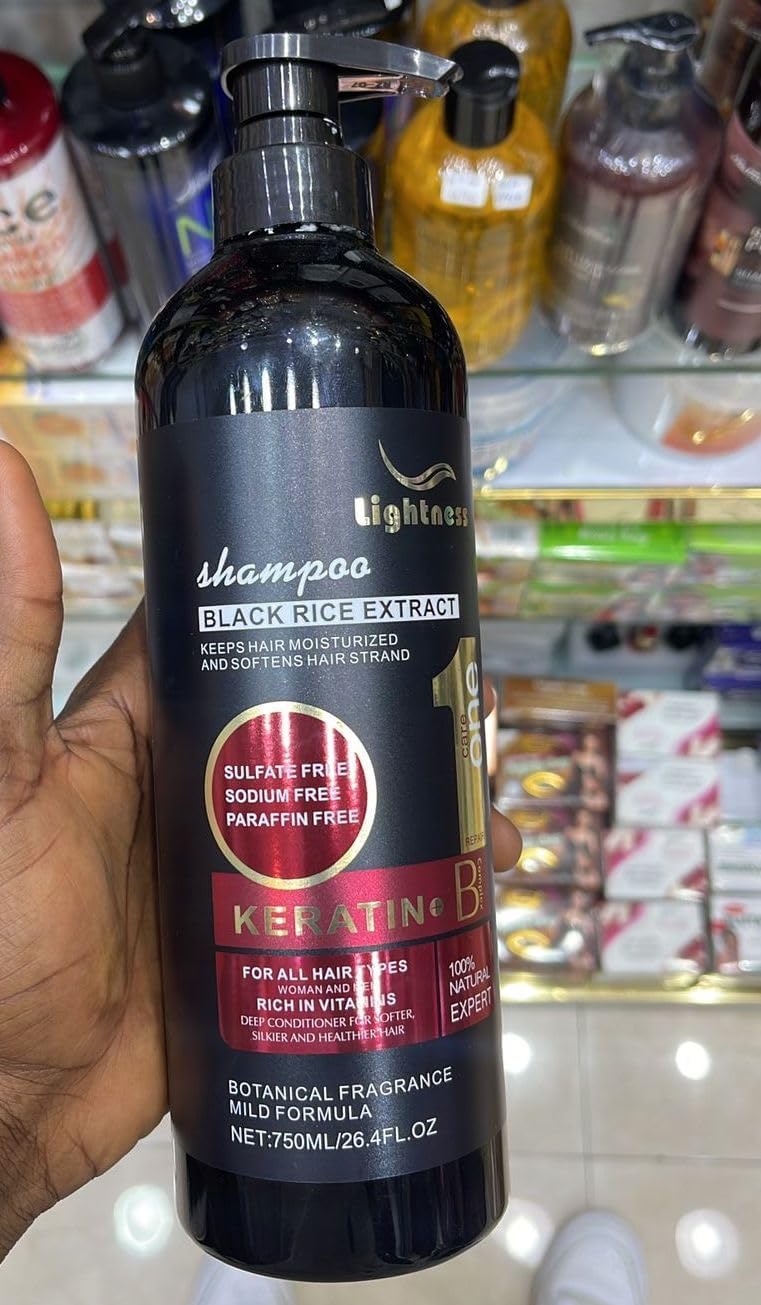 ليجيتنيس مستخلص الأرز الأسود مع الكيراتين وفيتامين ب المركب، علاج لإصلاح الشعر لجميع أنواع الشعر: شامبو، ماسك للشعر، وسيروم للشعر (3 قطع) - Image 2